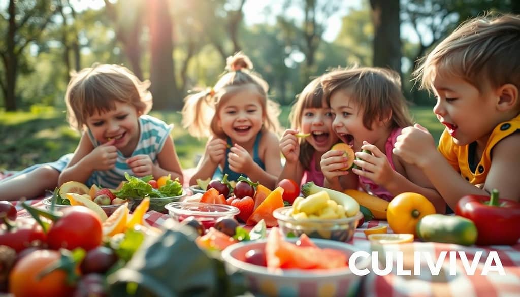 Children eating healthy food